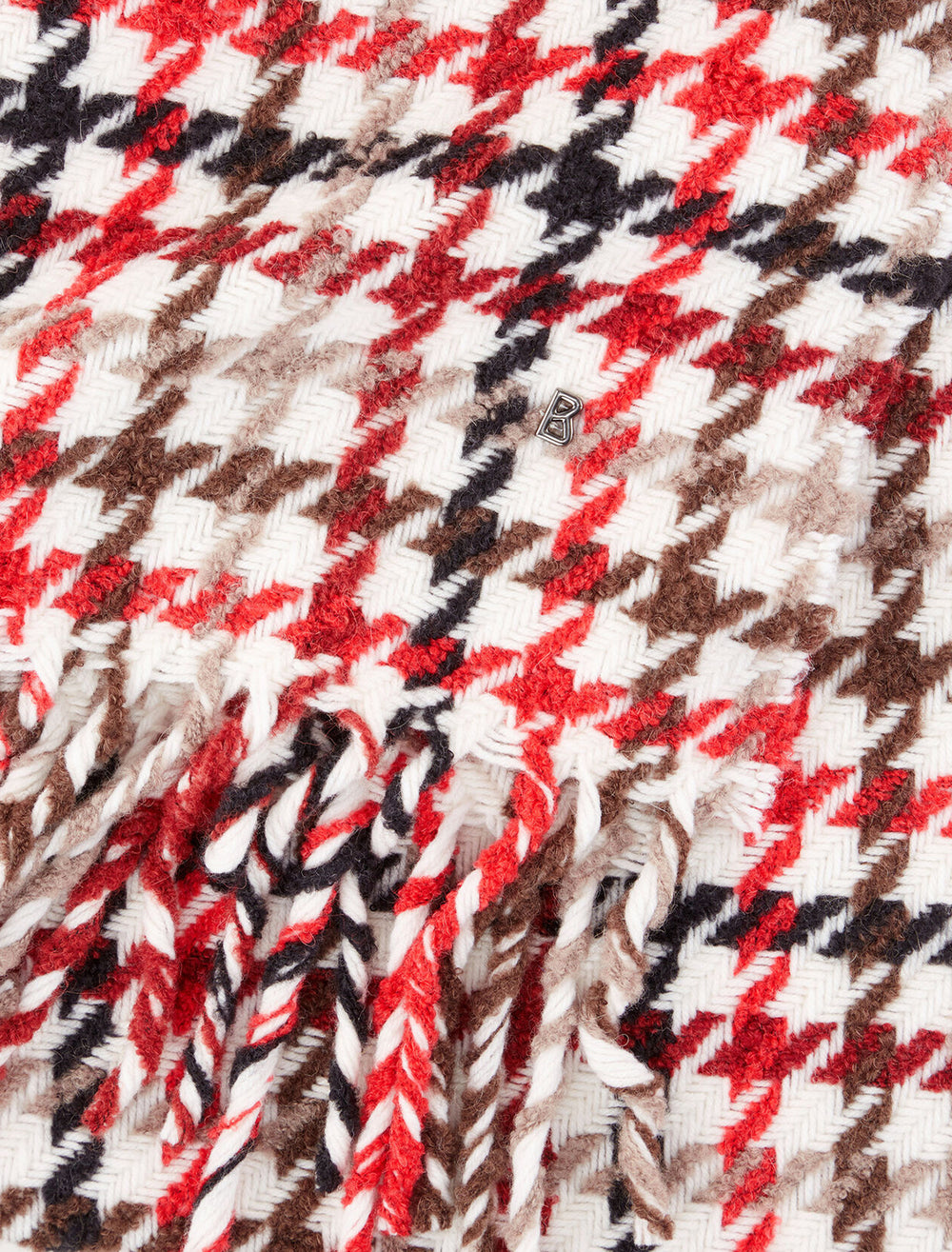 Close-up view of Bogner's jemma scarf in plaid.