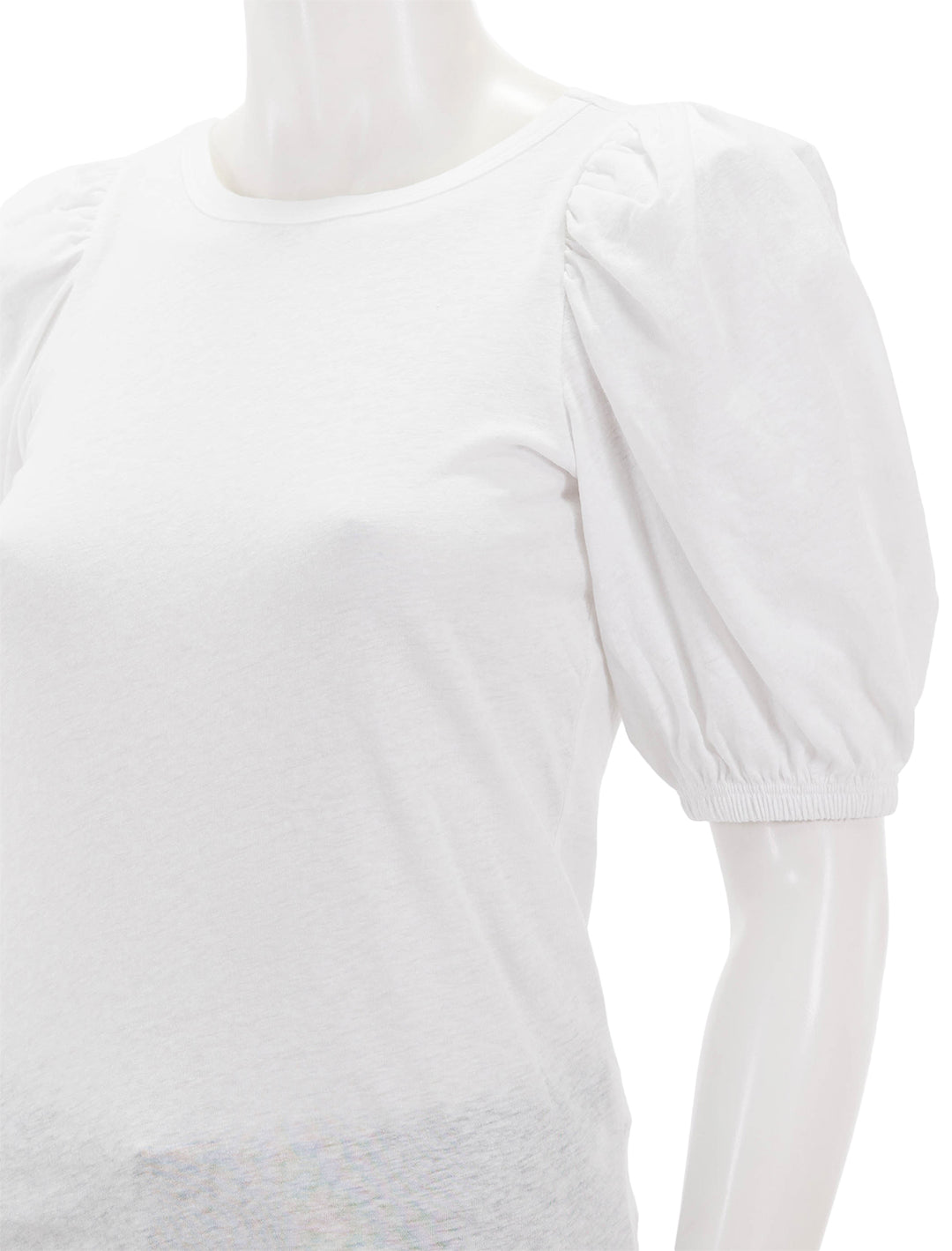 Close-up view of Nation LTD.'s isadora balloon sleeve tee in white.