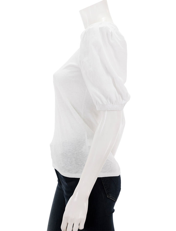 Side view of Nation LTD.'s isadora balloon sleeve tee in white.
