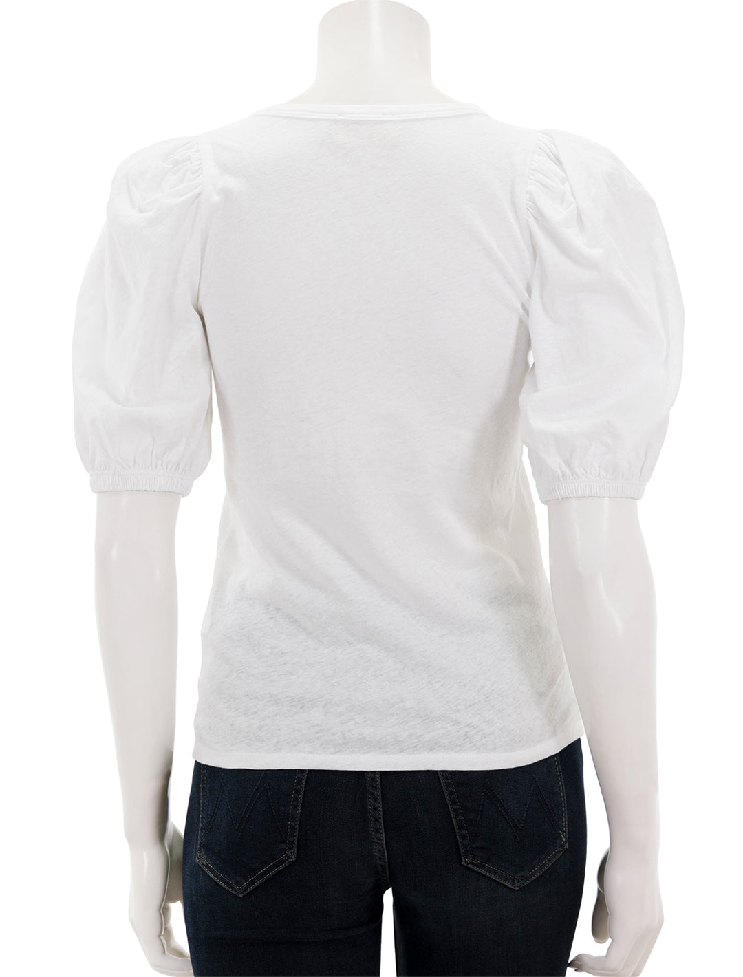 Back view of Nation LTD.'s isadora balloon sleeve tee in white.