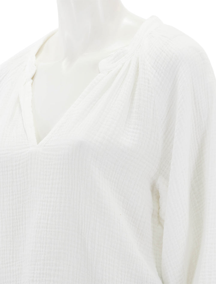 Close-up view of Nation LTD's mimi romance top in white.