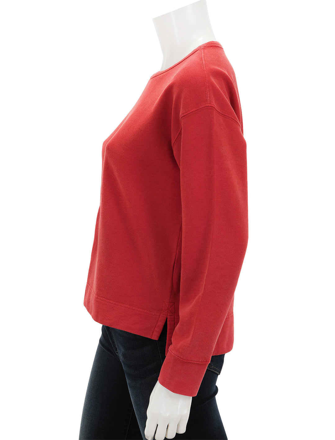 Side view of Alex Mill's vintage sweatshirt you've been searching for in cardinal red.