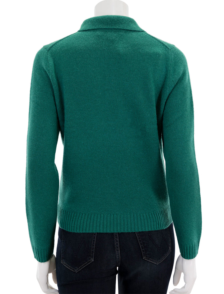 Back view of Alex Mill's cashmere alice polo sweater in kelly green.
