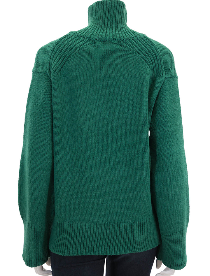 Back view of Alex Mill's betty turtleneck in evergreen.