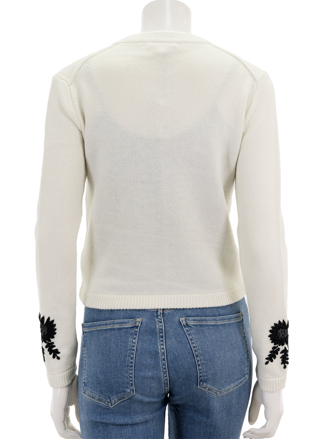 Back view of Alex Mills' becca embroidered cardigan in ivory combo.