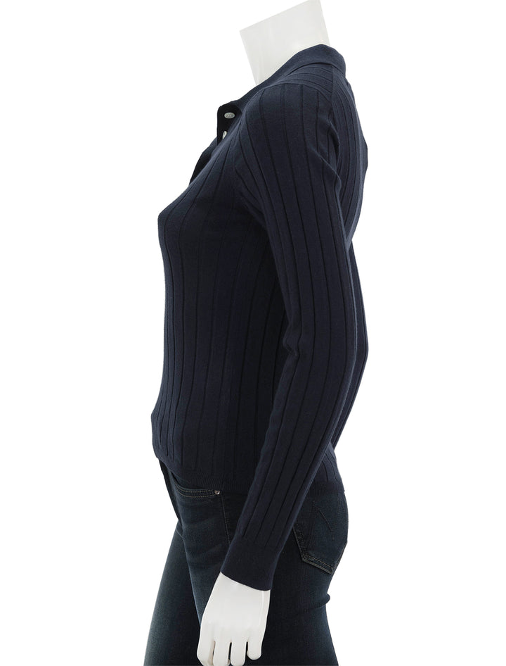 Side view of Alex Mill's Amanda Pullover in Neat Navy.