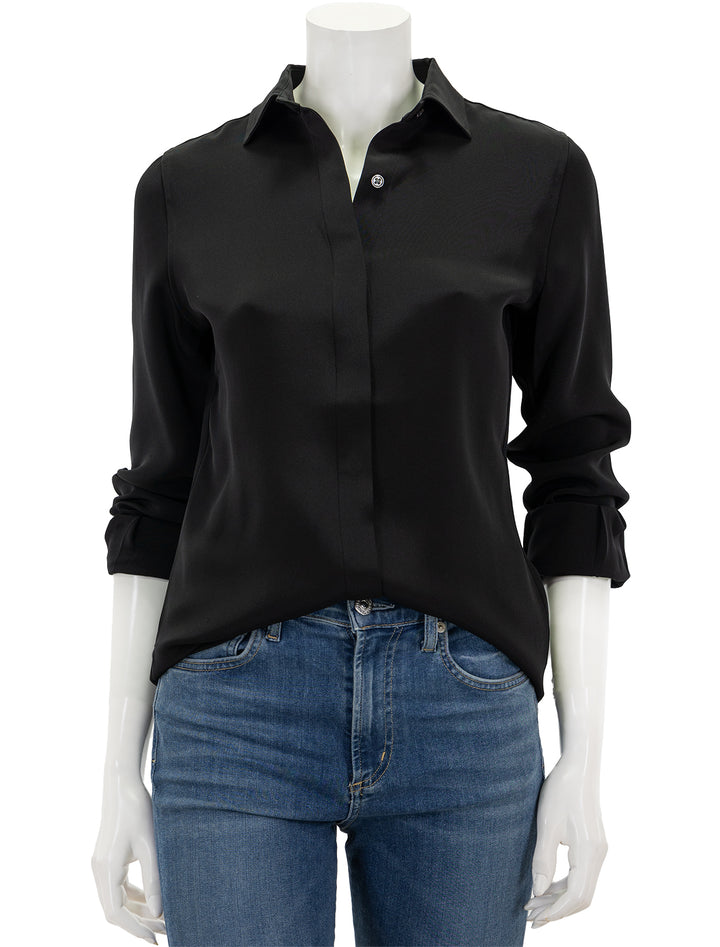Front view of Ann Mashburn's icon blouse in black.