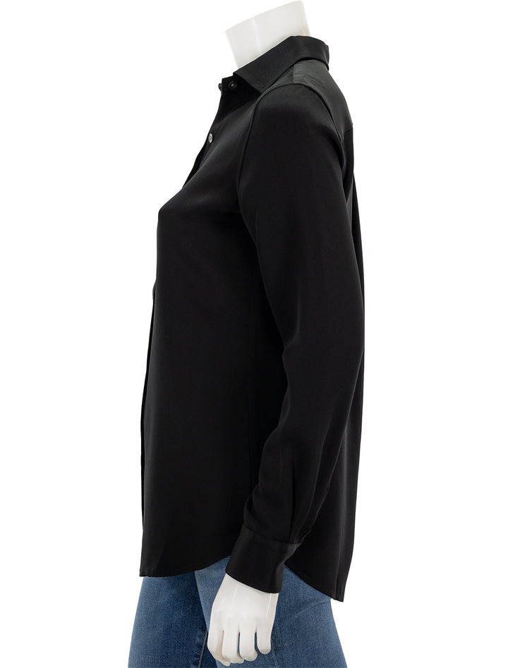 Side view of Ann Mashburn's icon blouse in black.