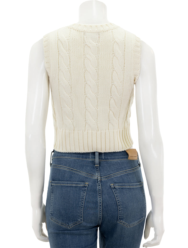 Back view of STAUD's pingo sweater vest in ivory.