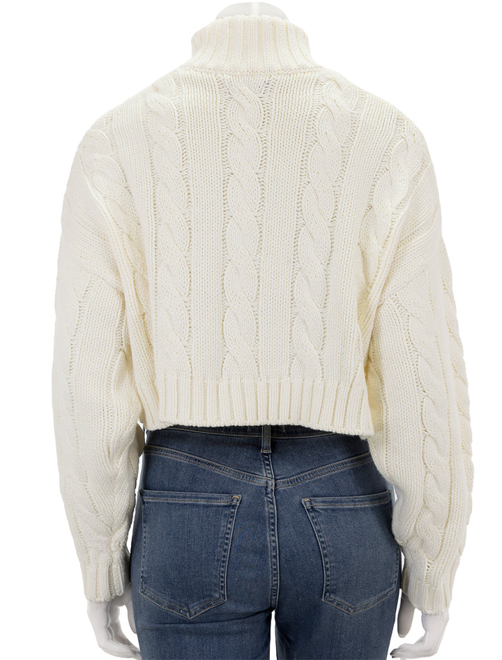 Back view of STAUD's cropped hampton sweater in ivory.