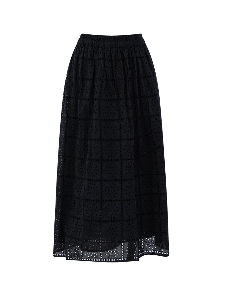 dax skirt in black grid embroidery