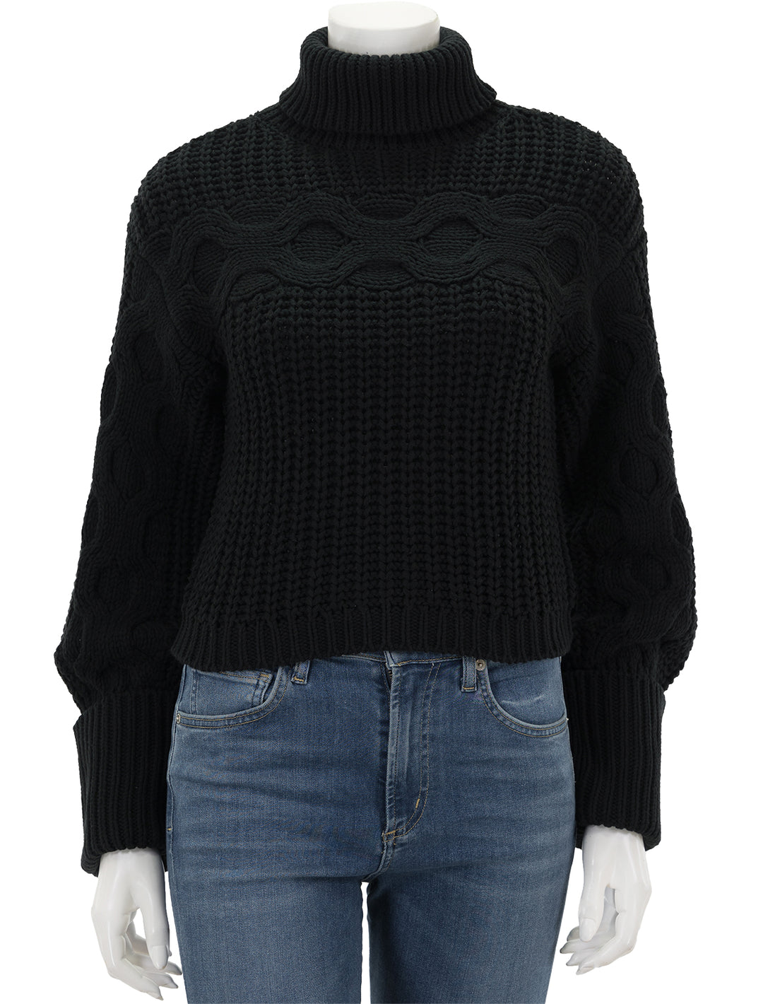Front view of STAUD's vernacular sweater in black.