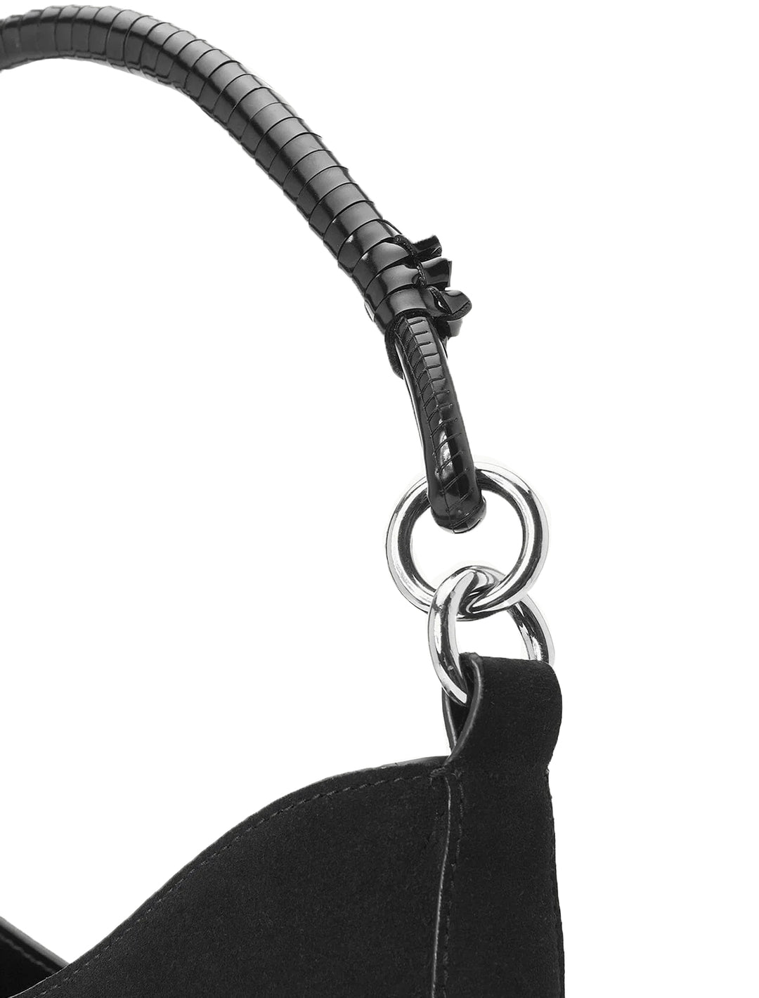 Close-up view of STAUD's mel bag in black.