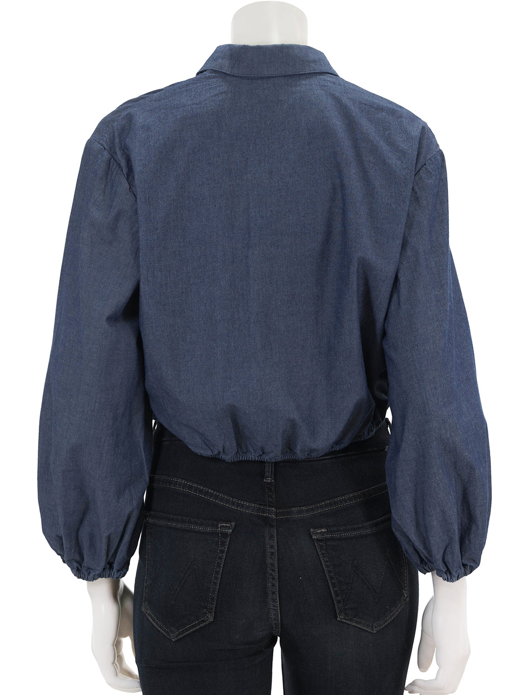Back view of Cara Cara's rumson top in chambray.