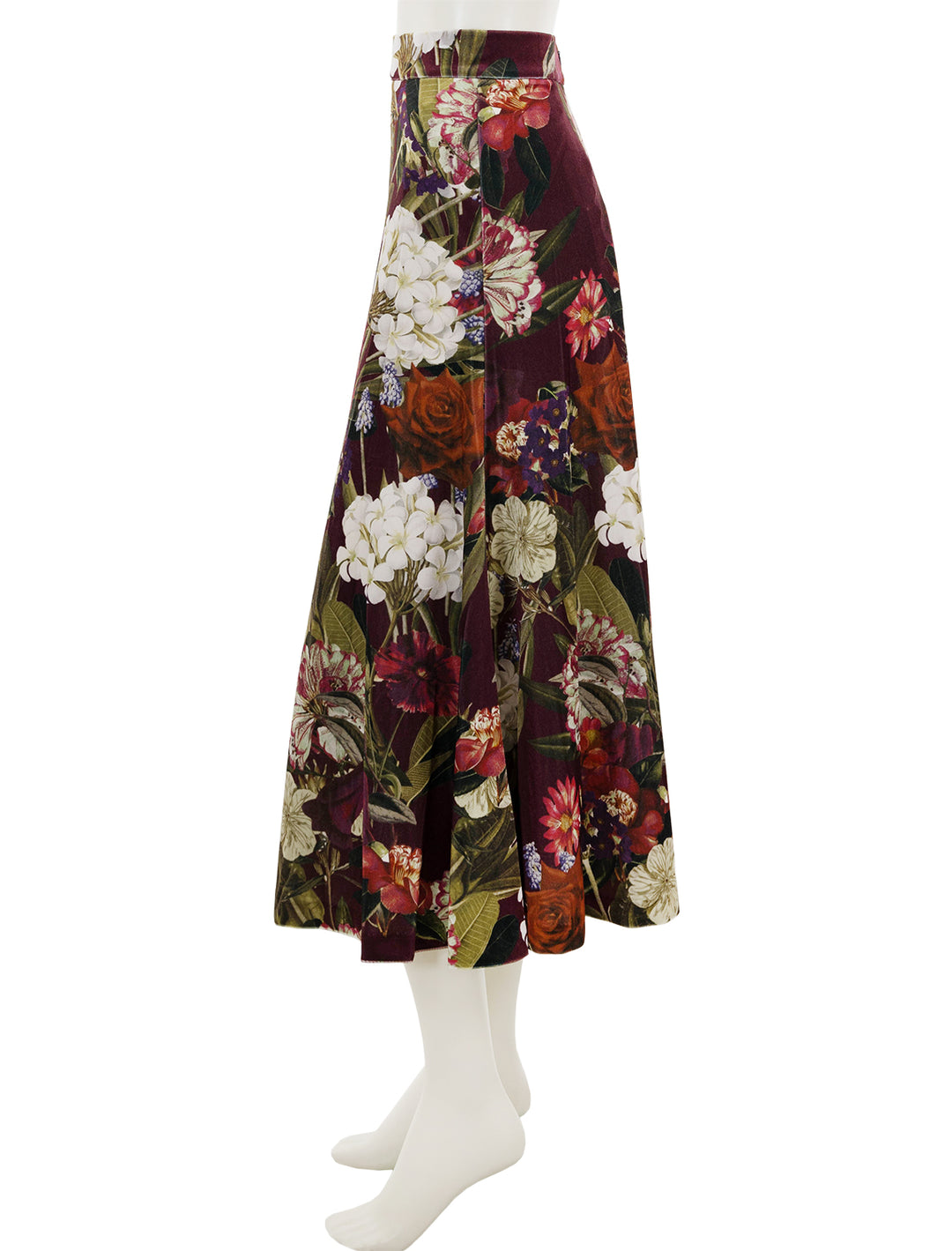 Side view of Cara Cara's gianna skirt in garden flora.