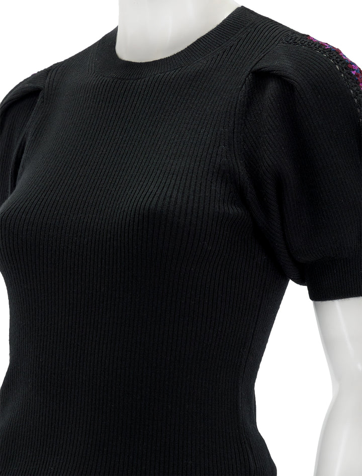Close-up view of Ulla Johnson's harper top in noir.
