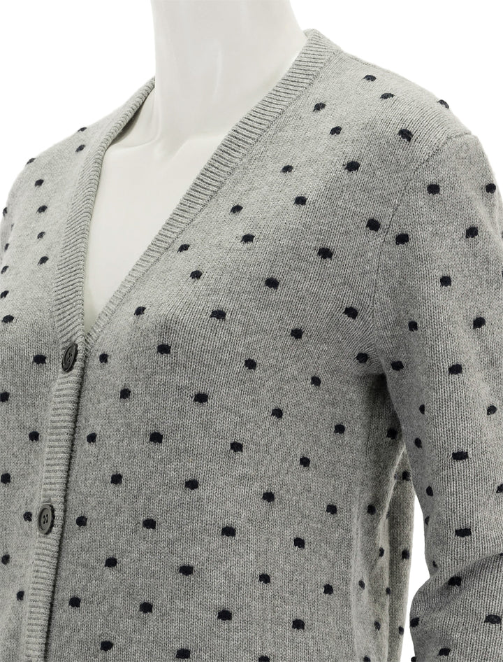 Close-up view of KULE's the dottie in heather grey.