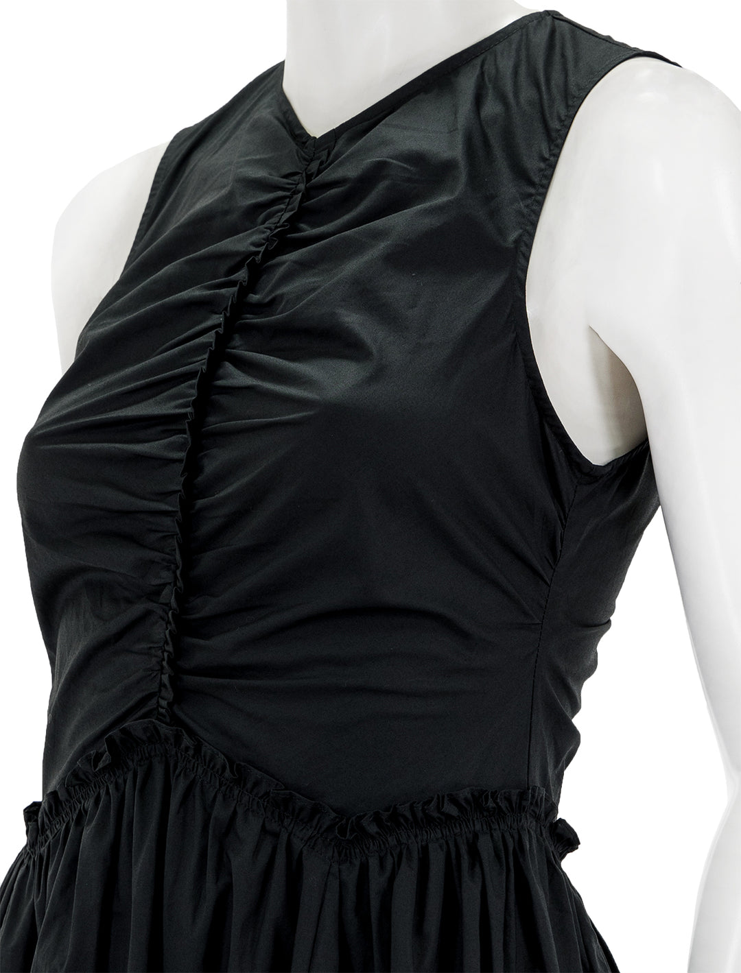 Close-up view of Ulla Johnson's mimi dress in noir.