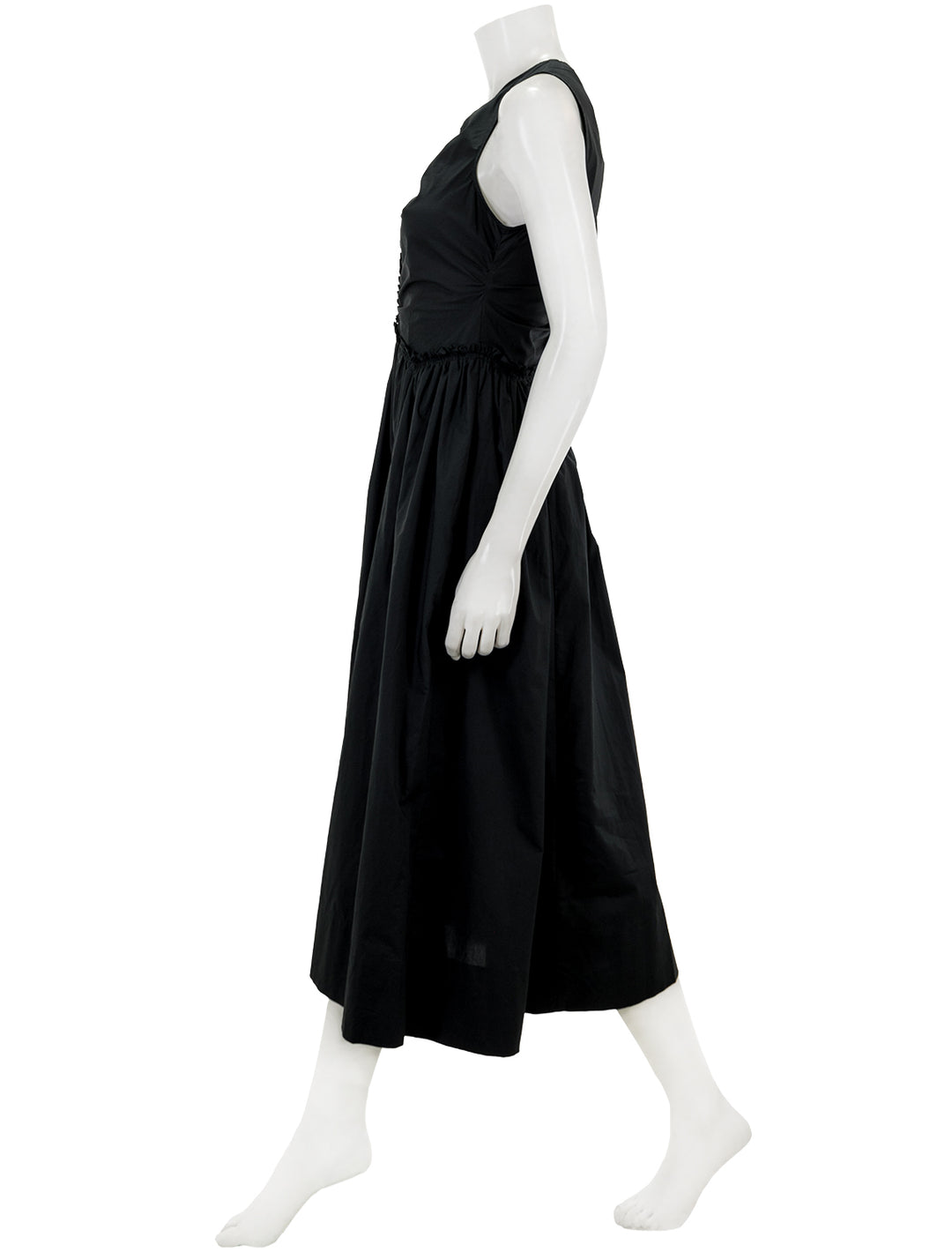 Side view of Ulla Johnson's mimi dress in noir.