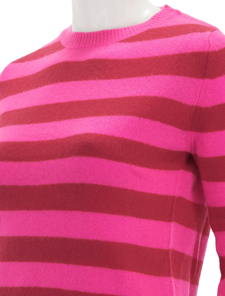 Close-up view of Jumper 1234's stripe crew in hot pink stripe.