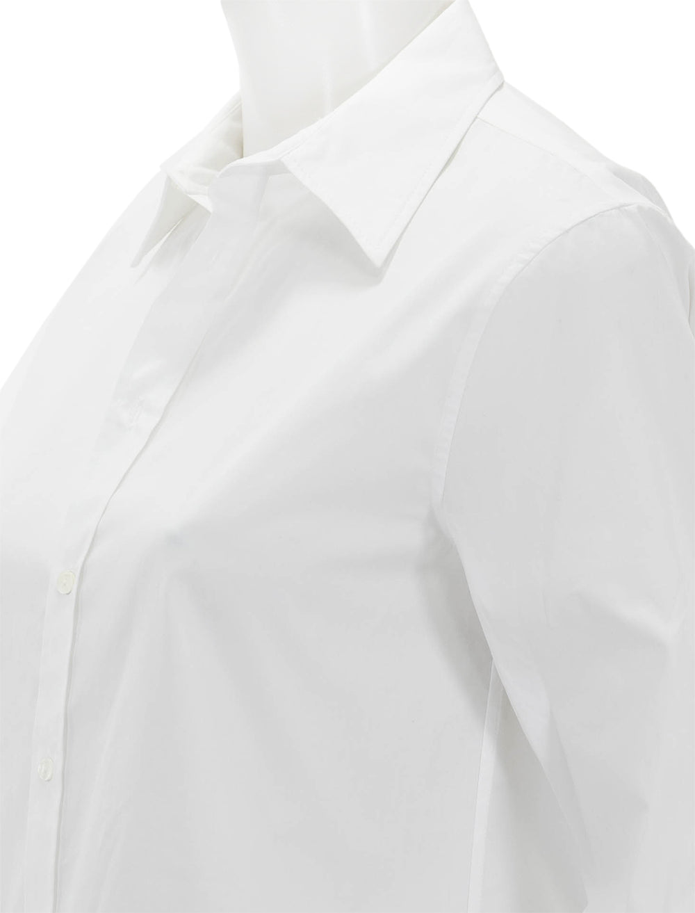 Close-up view of Nili Lotan's raphael classic shirt in white.