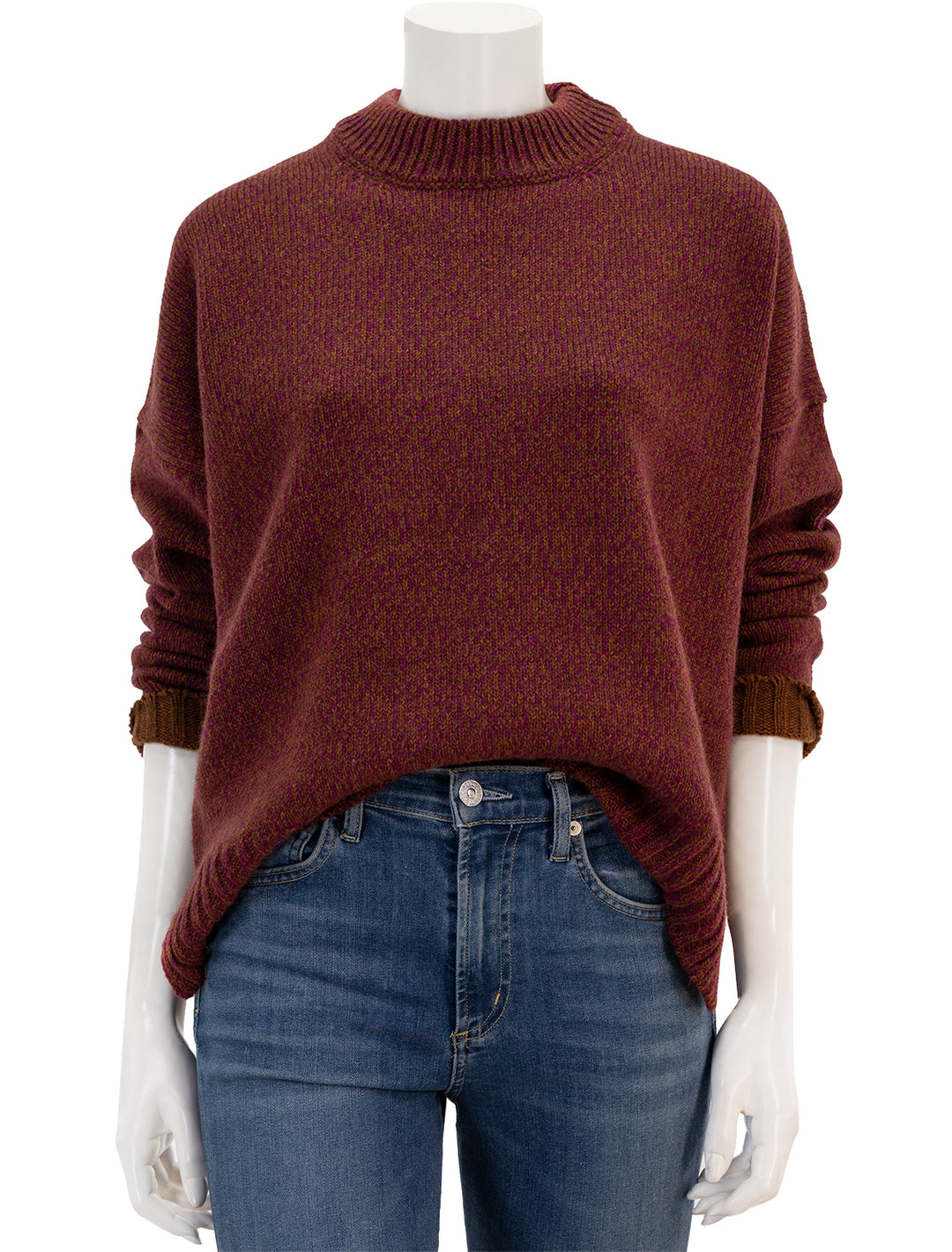 Front view of Vanessa Bruno's barython sweater in raisin.