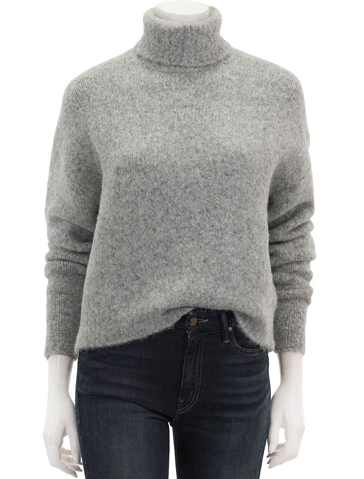 Front view of Nili Lotan's sierra sweater in light grey melange.