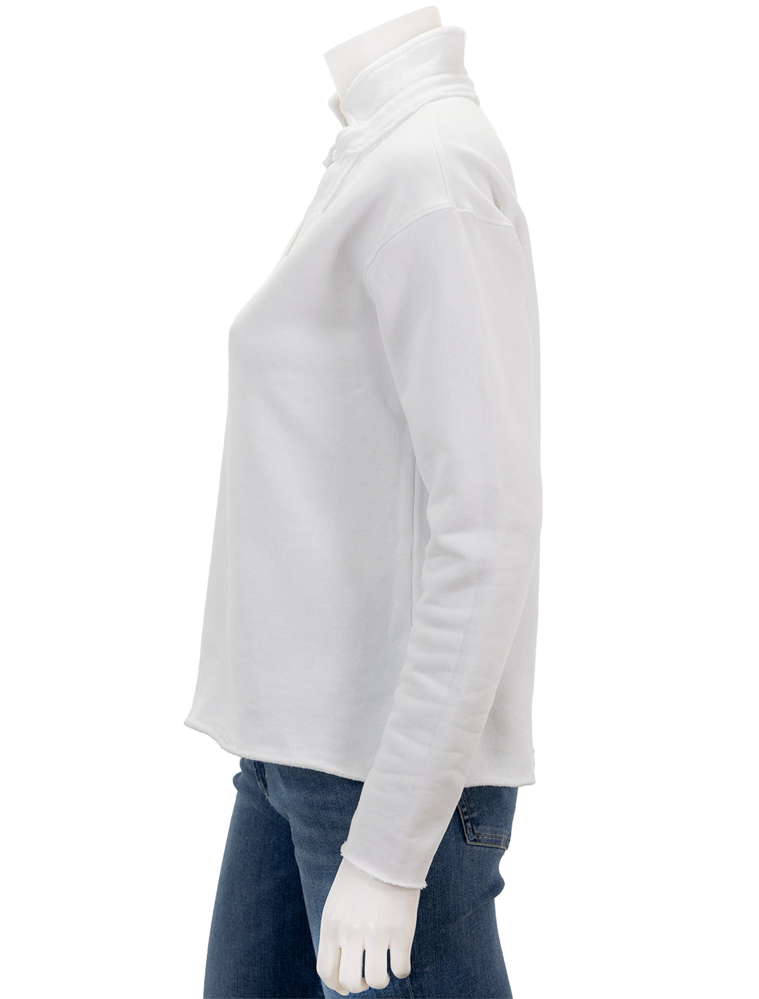 Side view of Frank & Eileen's patrick popover henley in white.