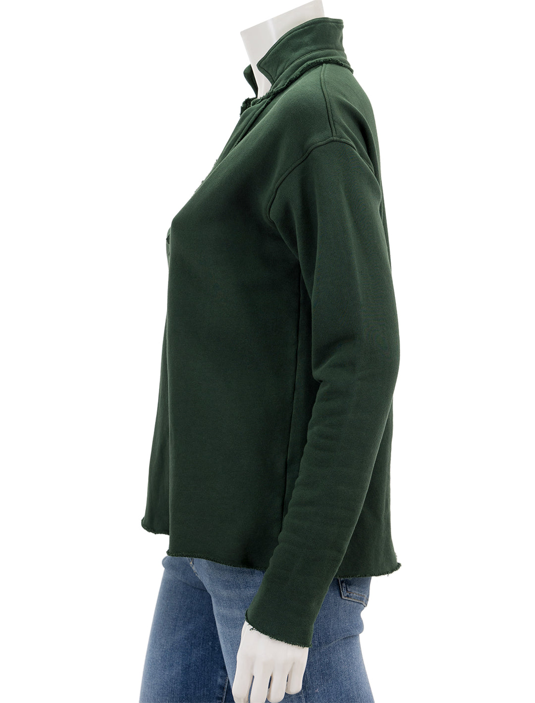 Side view of Frank & Eileen's patrick popover henley in evergreen.