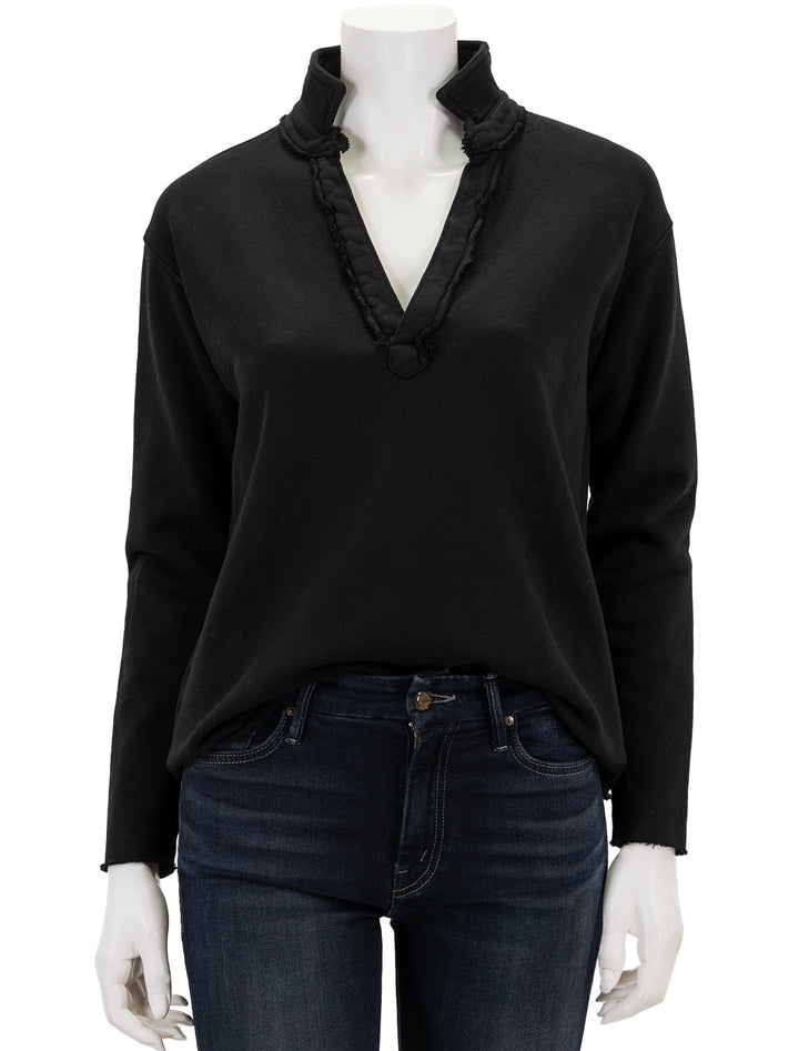 Front view of Frank & Eileen's patrick popover henley in black.