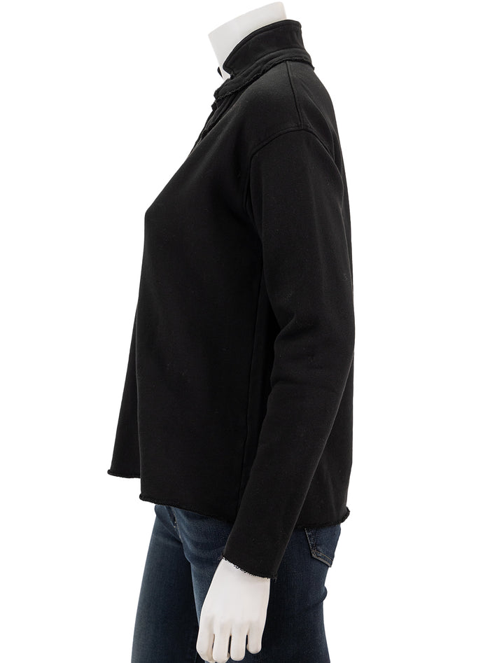 Side view of Frank & Eileen's patrick popover henley in black.