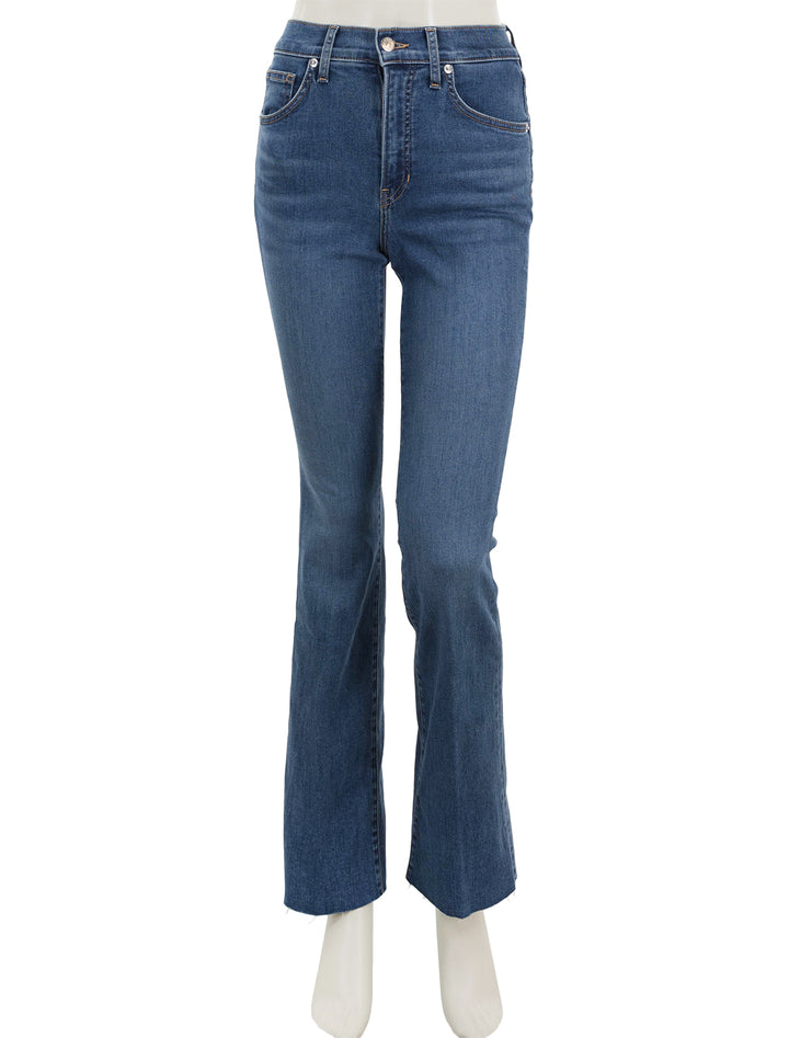 Front view of Veronica Beard's cameron bootcut with raw hem in serendipity.