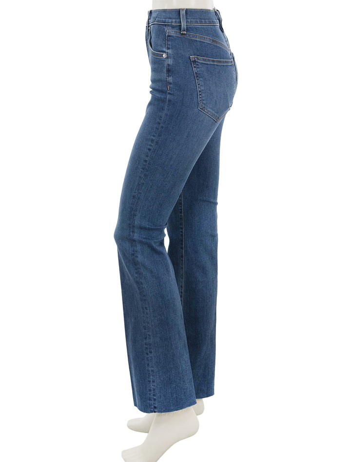 Side view of Veronica Beard's cameron bootcut with raw hem in serendipity.