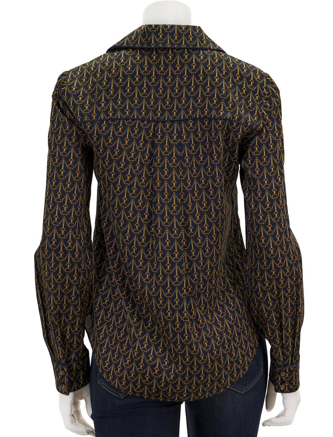 Back view of Veronica Bead's adele top in navy multi.