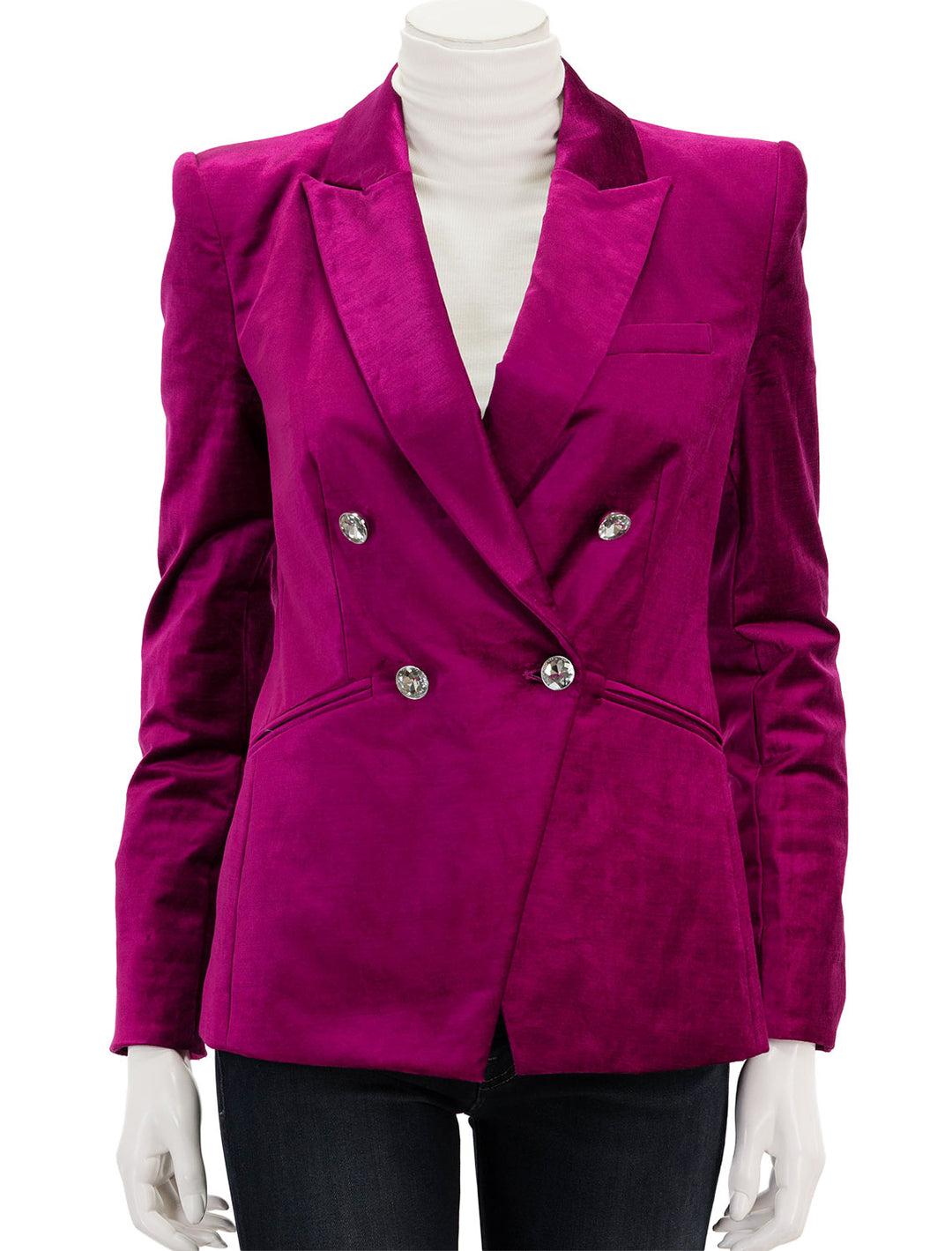 Front view of Veronica Beard's elam dickey jacket, buttoned.
