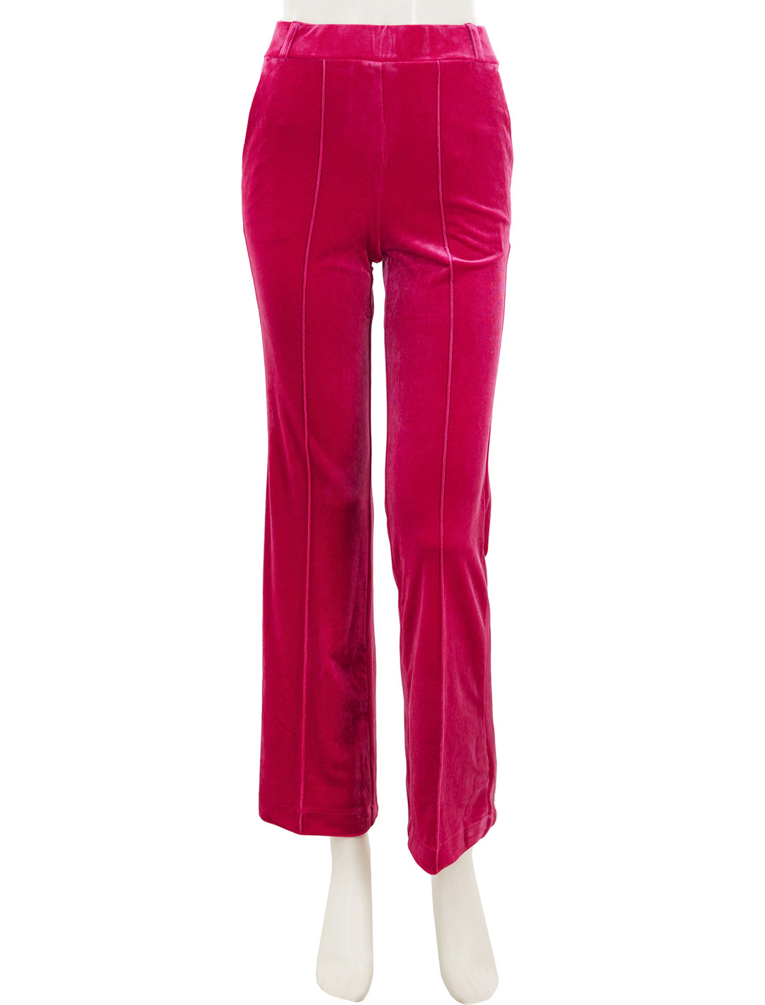 Front view of Vilagallo's carla pink velvet pants.