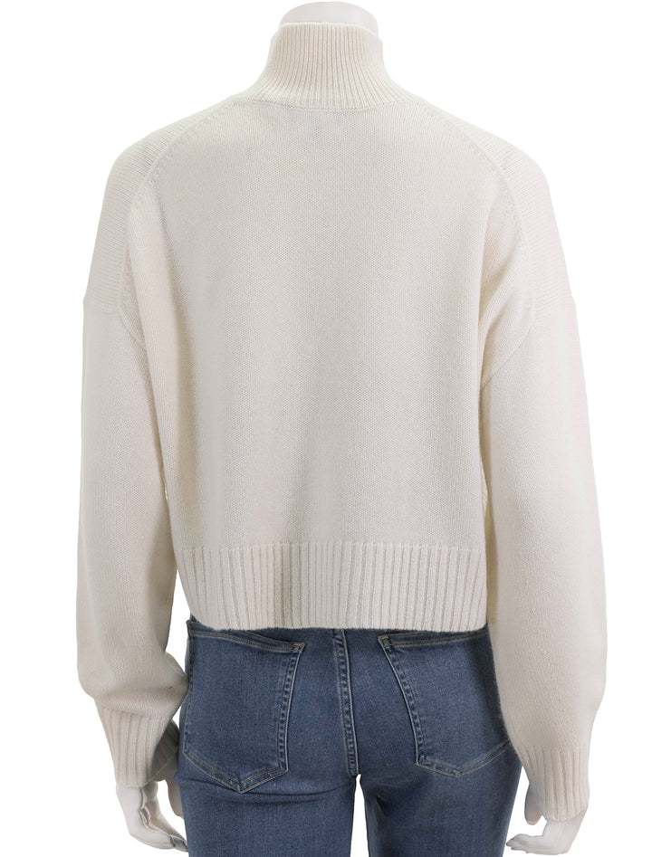 Back view of Theory's cropped tneck cashmere sweater.