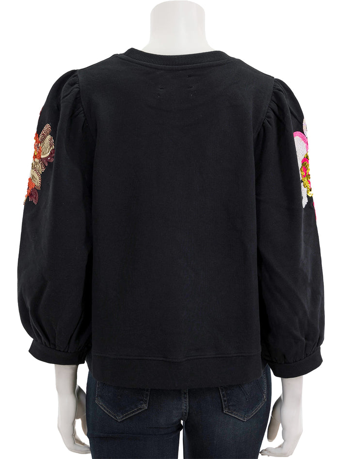 Back view of Essentiel Antwerp's enna sweatshirt with sequins in black.