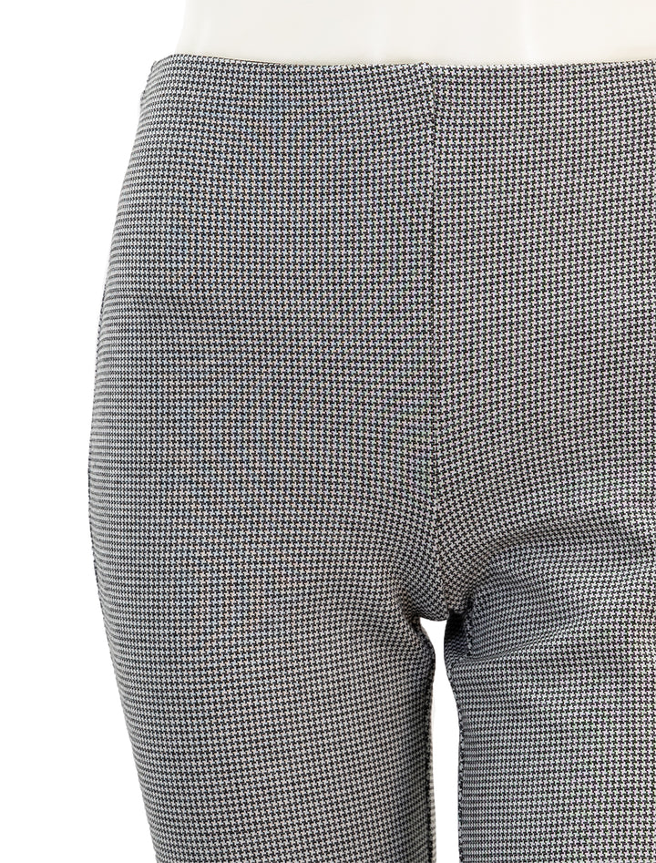 Close-up view of Theory's knit kick pant in black & white multi.