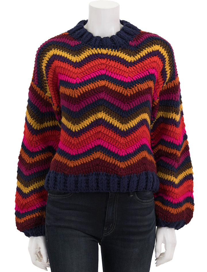 Front view of FARM Rio's waves crochet sweater.