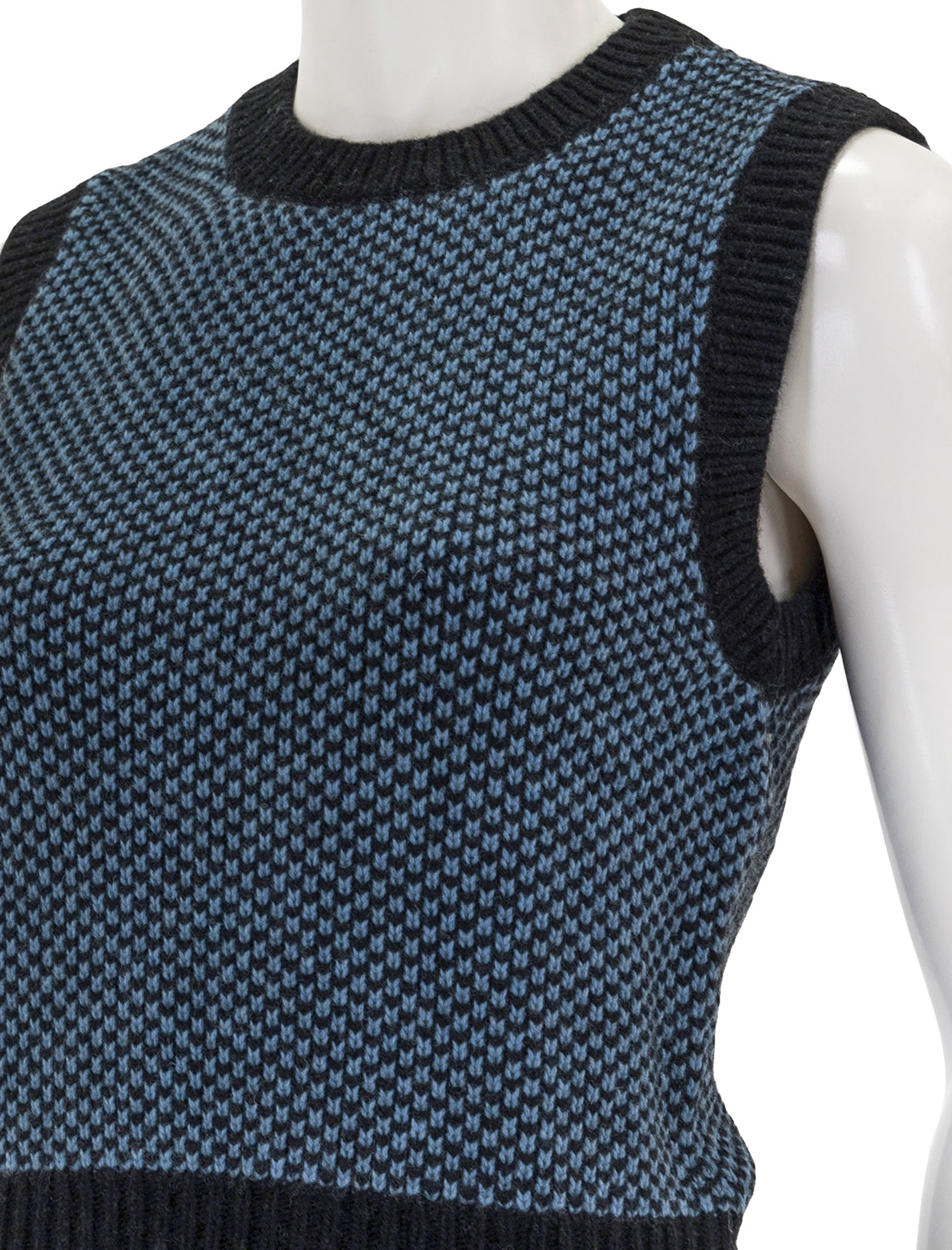 graphic two tone vest in silver lake blue