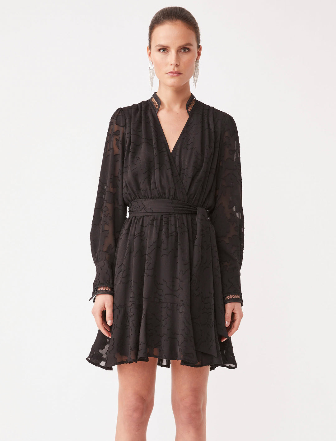Model wearing Suncoo Paris' Charly Dress in Noir.
