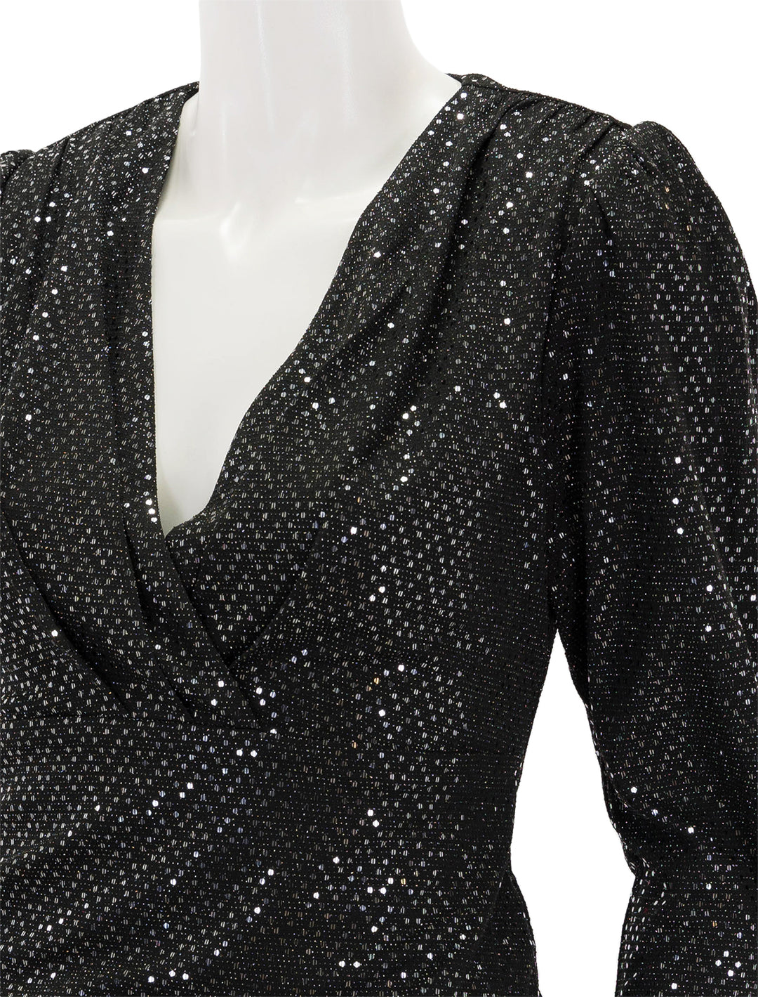 Close-up view of Suncoo Paris' lorena blouse in noir.