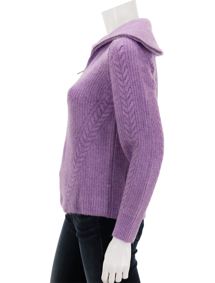 Side view of Suncoo Paris' poldera pullover in mauve.