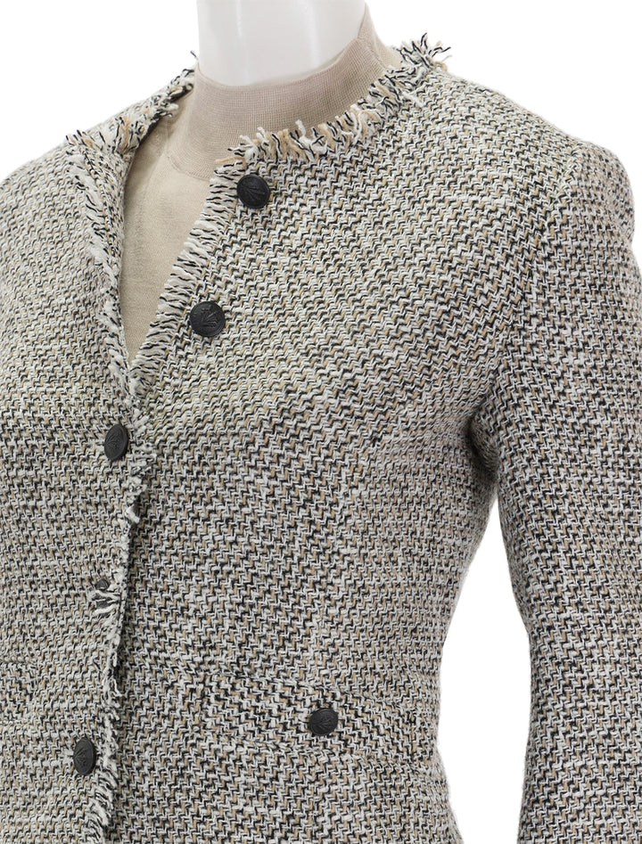Close-up view of Rag & Bone's carmen tweed jacket.
