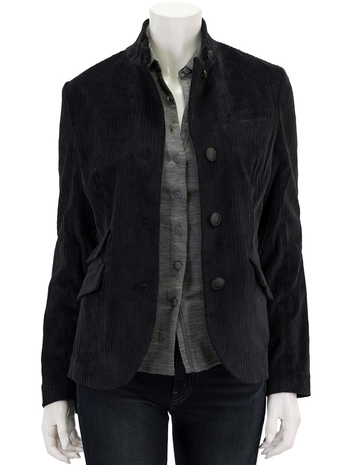 Front view of Rag & Bone's slade cord blazer in black.