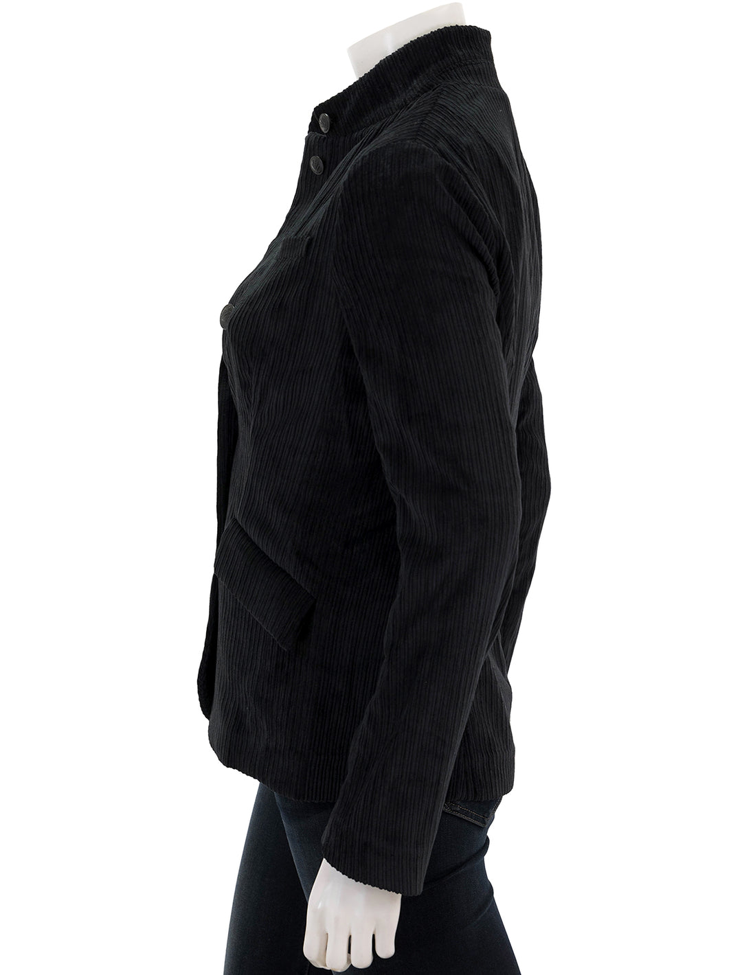 Side view of Rag & Bone's slade cord blazer in black.