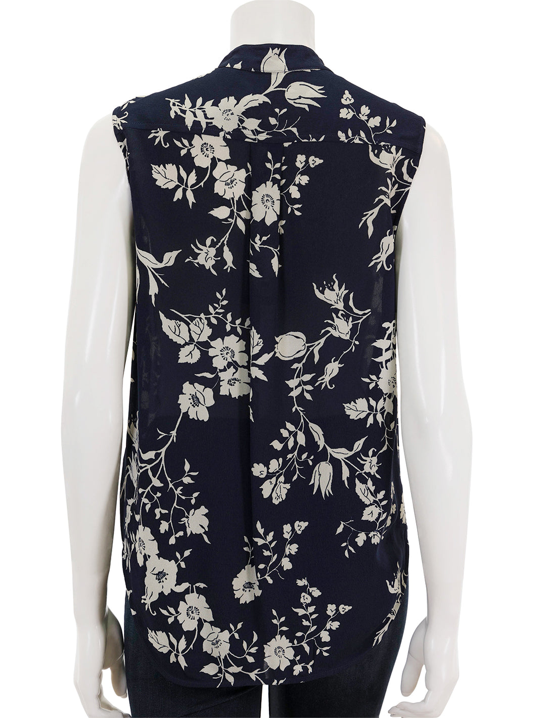 Back view of Rag & Bone's meredith floral top in blue multi floral.