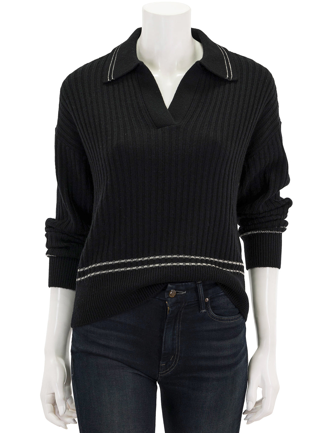 Front view of Rag & Bone's monti polo in black.