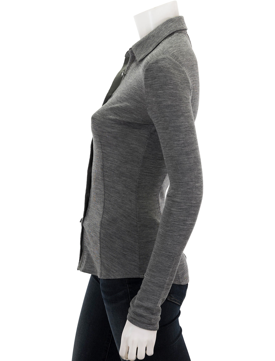 Side view of Rag & Bone's harlow shirt in heather grey.
